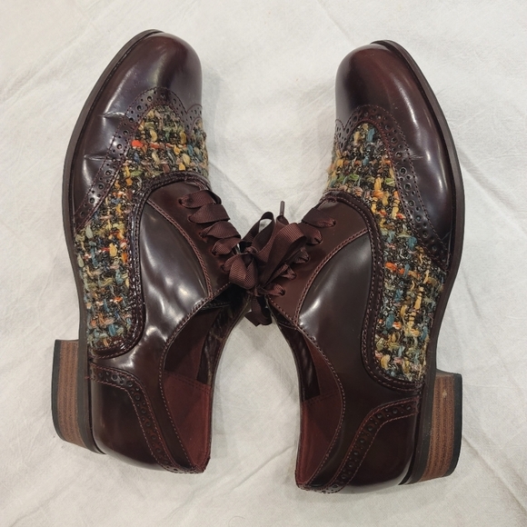 Clarks Narrative Hamble Oak Brogues Wing Tip Burgundy Shoes - Sz 9 - Picture 5 of 12